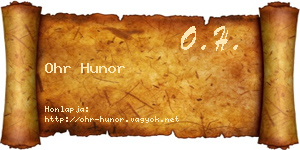 Ohr Hunor névjegykártya
